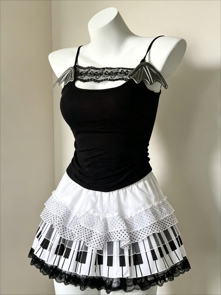 Cami Top Lace - Retro 2000s Harajuku Tweedelige Set Vrouwen