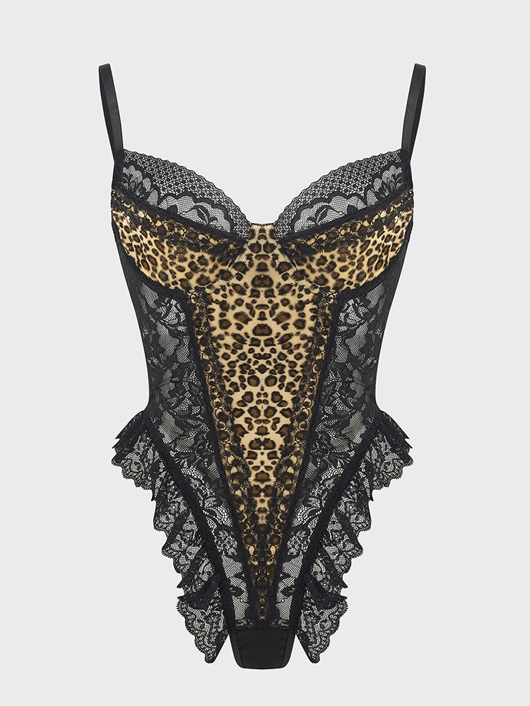 Sexy kanten luipaardpatroon bo - Shapewear Bodysuit Firm recensie en prijs