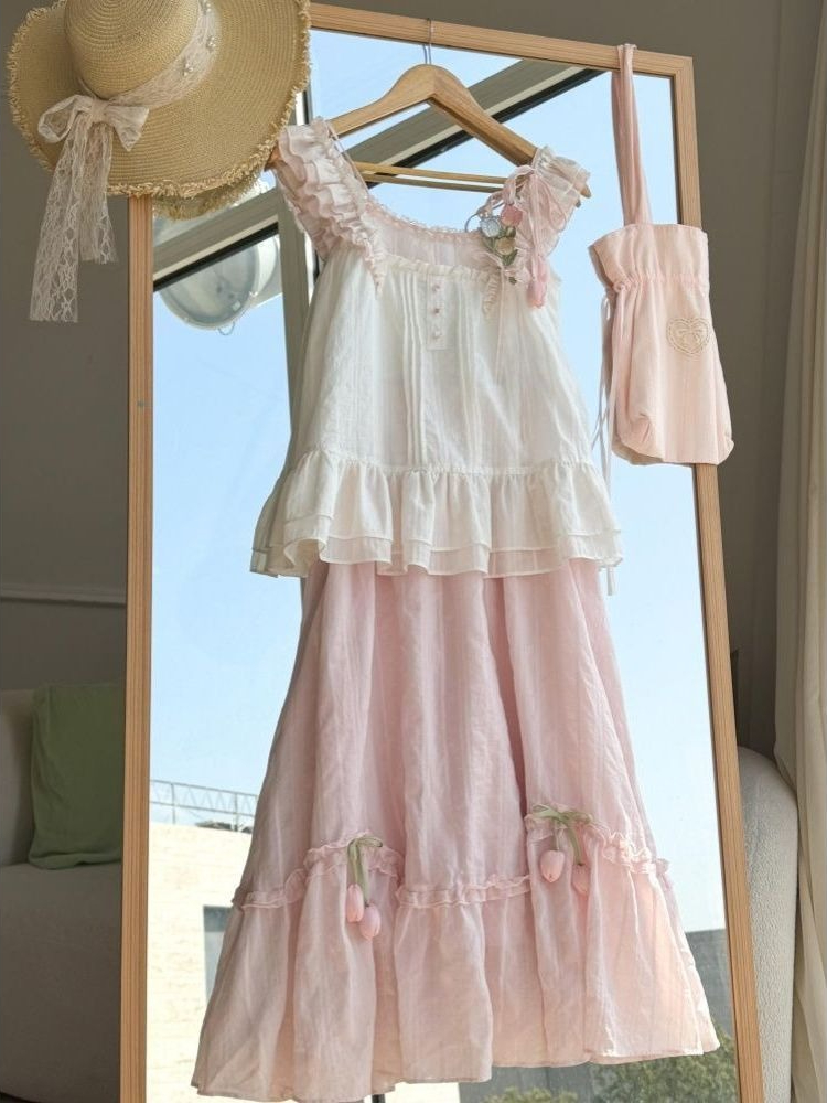 Zoete Kawaii Ruffle Trim Tulip - Cami Top Lace recensie en prijs